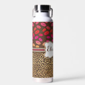 Leopard Print Lips Kisses Personalized Waterfles (Voorkant)