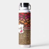 Leopard Print Lips Kisses Personalized Waterfles (Achterkant)