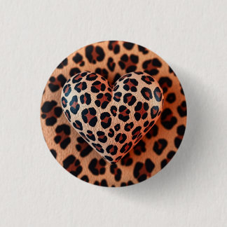 Leopard Print Love Ronde Button 3,2 Cm