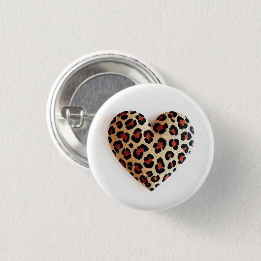 Leopard Print Love Ronde Button 3,2 Cm (Voorkant /achterkant)