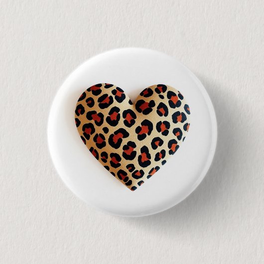 Leopard Print Love Ronde Button 3,2 Cm (Voorkant)