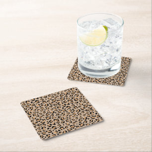 Leopard Print, luipspuiten, bruine luipaard Vierkante Kartonnen Onderzetter