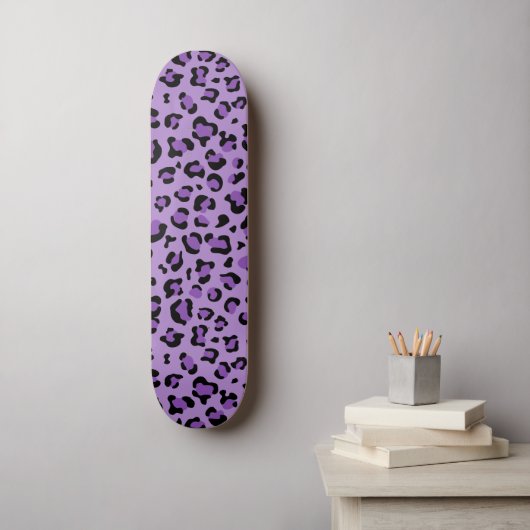 Leopard Print, luipspuiten, Paarse luipaard Skateboard (Muurkunst)