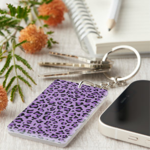 Leopard Print, luipspuiten, Paarse luipaard Sleutelhanger