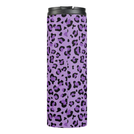 Leopard Print, luipspuiten, Paarse luipaard Thermosbeker (Achterkant)