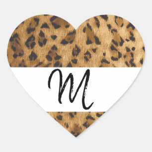 Leopard Print M monogram initiaal koopwaar Hart Sticker
