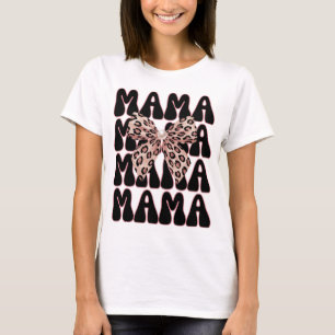 Leopard Print Mama Coquette Cheetah Bow Trendy Mom T-shirt