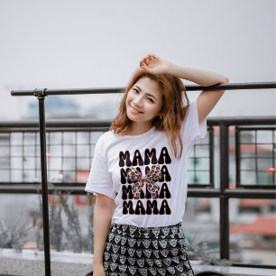 Leopard Print Mama Coquette Cheetah Bow Trendy Mom Tri-Blend Shirt