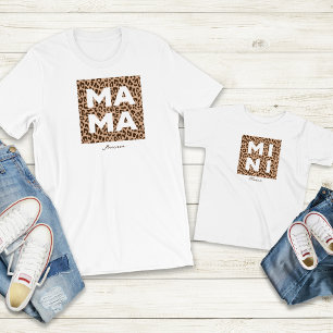 Leopard Print Mama en Mini Matching Outfit Kinder Shirts