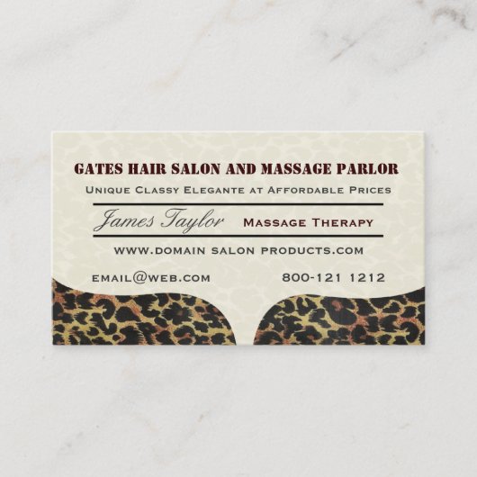Leopard Print Massage Salon Afsprakenkaartje (Voorkant)