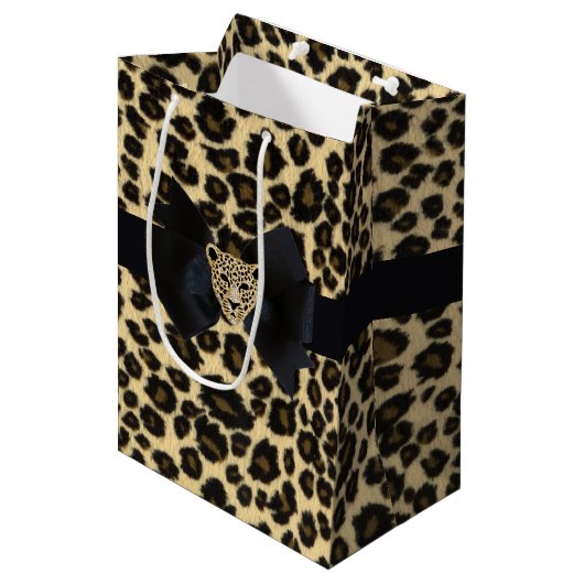 Leopard Print Medium Cadeauzakje (Voorkant Gekanteld)