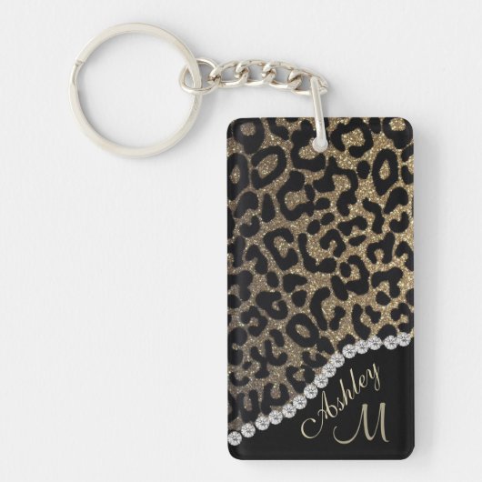 Leopard Print met Diamonds Sleutelhanger (Voorkant)