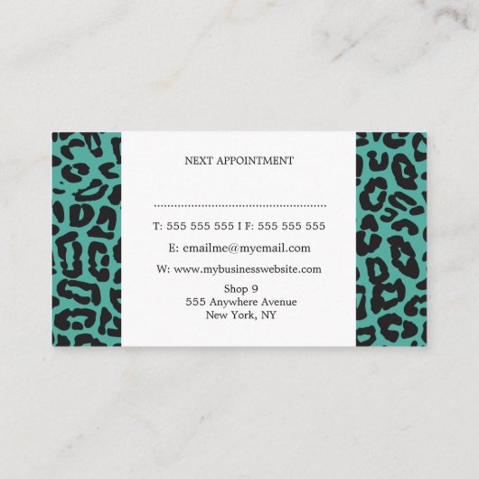 Leopard Print Modern Stylist Appointkaarten Afsprakenkaartje (Achterkant)