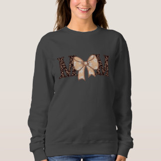 Leopard Print Mom Sweatshirt with Coquette Bow