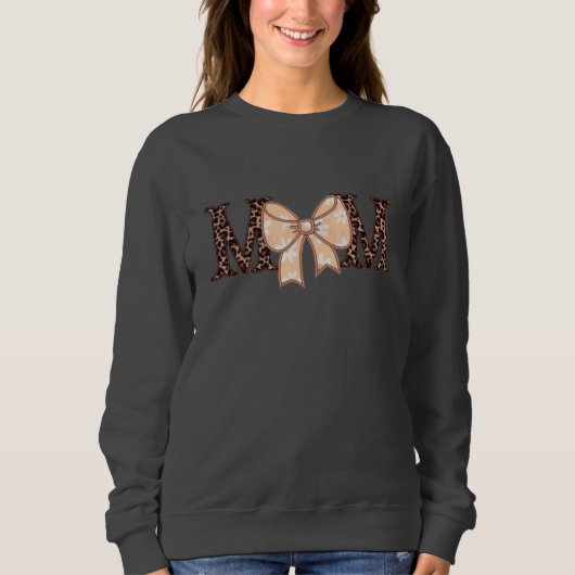 Leopard Print Mom Sweatshirt with Coquette Bow (Devant)