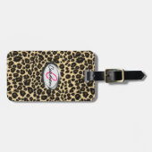 Leopard Print Monogram Bagagelabel (Voorkant horizontaal)