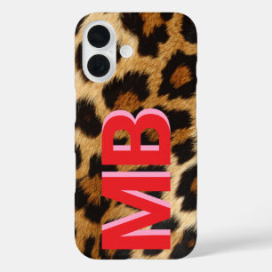 Leopard Print Monogram iPhone 16 Hoesje
