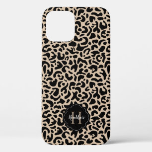 Leopard Print Monogram iPhone 12 Hoesje