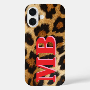 Leopard Print Monogram iPhone 16 Hoesje