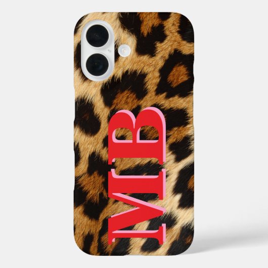 Leopard Print Monogram Case-Mate iPhone Case (Achterkant)