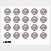 Leopard Print Monogram Classic Pink Oerwoud Party Ronde Sticker (Vel)