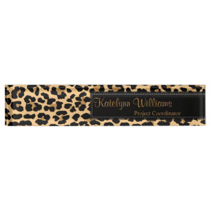 Leopard Print Monogram Desk Name Bord Naambordje
