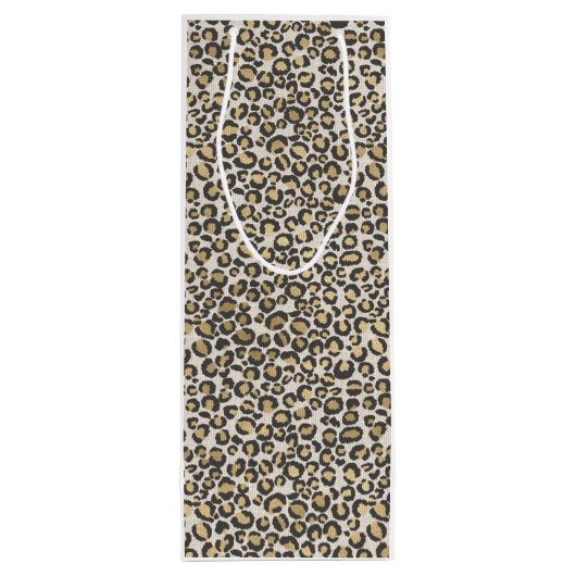 Leopard Print Monogram INITIAAL Chic Animal Wijn Cadeautas (Achterkant)
