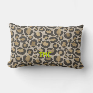 Leopard Print Monogram Initialen Chique Designer F Kussen