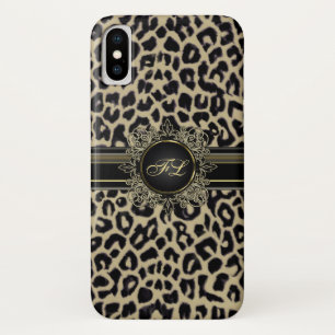 Leopard Print Monogram iPhone X Hoesje
