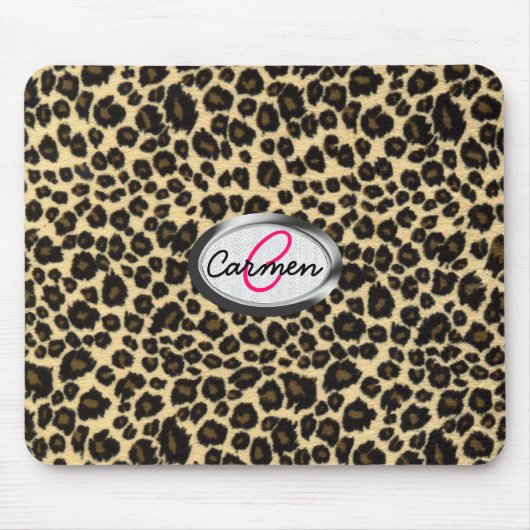 Leopard Print Monogram Muismat (Voorkant)