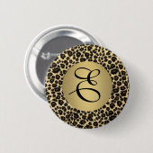 Leopard Print Monogram Ronde Button 5,7 Cm (Voorkant /achterkant)