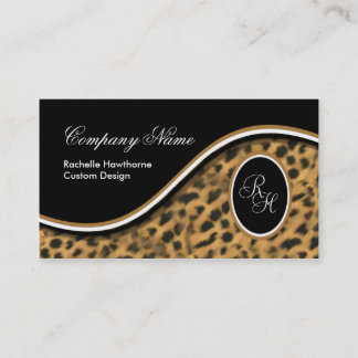 Leopard Print Monogram S Visitekaartjes ~ Black