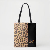 Leopard Print Monogram Stijlvol gepersonaliseerd Draagtas (Voorkant)