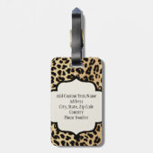 Leopard Print Monogrammed Enkele Initiaal Bagagelabel (Achterkant verticaal)