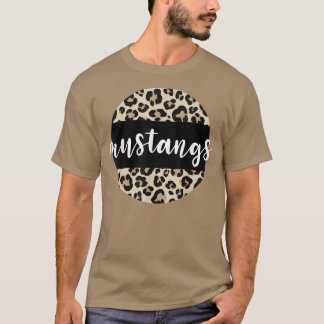 Leopard Print Mustangs Team Mascot School Spirit G T-shirt