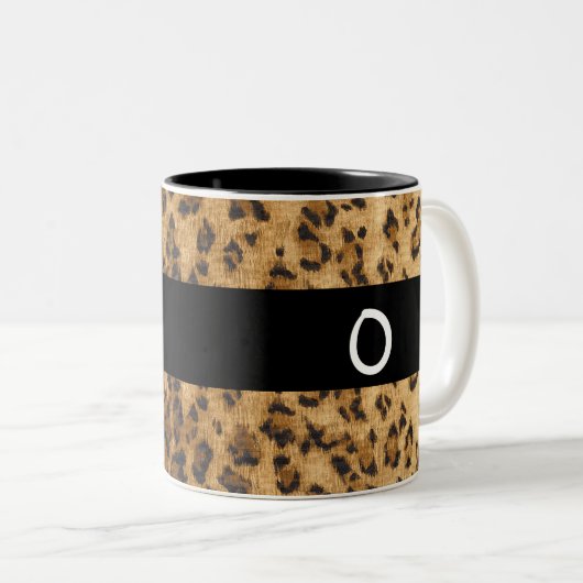 Leopard Print O monogram initiaal Coffee Mok Cup (Voorkant rechts)
