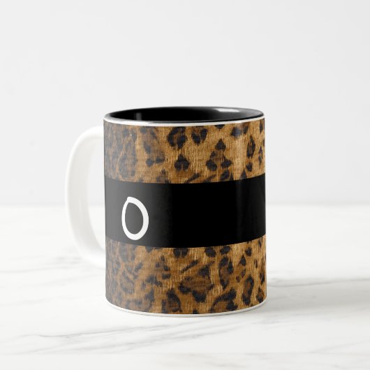 Leopard Print O monogram initiaal Coffee Mok Cup (Voorkant links)