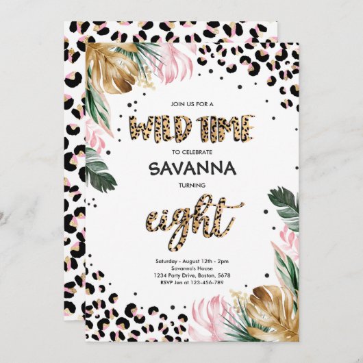 Leopard Print Oerwoud Safari 8e verjaardag Kaart (Voorkant / Achterkant)