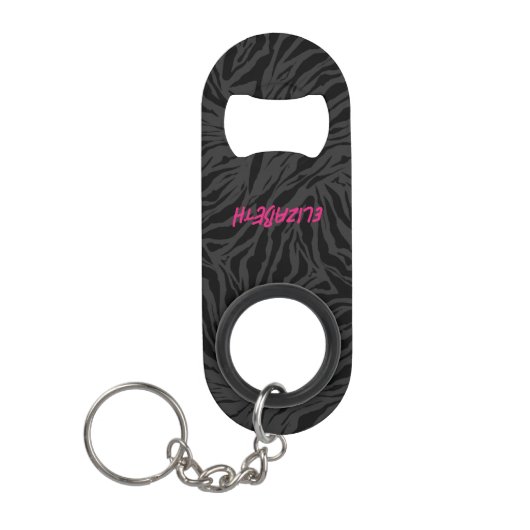 Leopard Print op houtskool Mini Flessenopener (Voorkant)