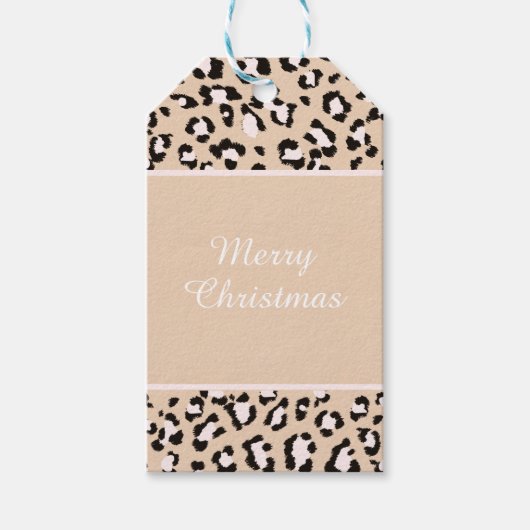 Leopard Print op Kraft Holiday Gift Label Cadeaulabel (Voorkant)