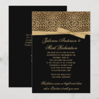 Leopard print op zwarte bruiloft uitnodiging