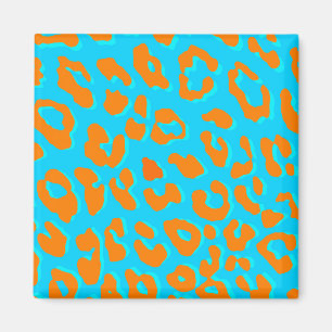Leopard Print Oranje Blue Magneet