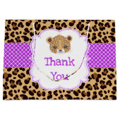 Leopard Print Paarse Quatrefoil Bedankt Groot Cadeauzakje (Voorkant)