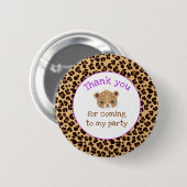 Leopard Print Paarse Quatrefoil 'Bedankt' Ronde Button 5,7 Cm (Voorkant /achterkant)