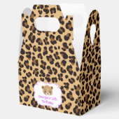 Leopard Print Paarse Quatrefoil Verjaardagsfeest Bedankdoosjes (Geopend)