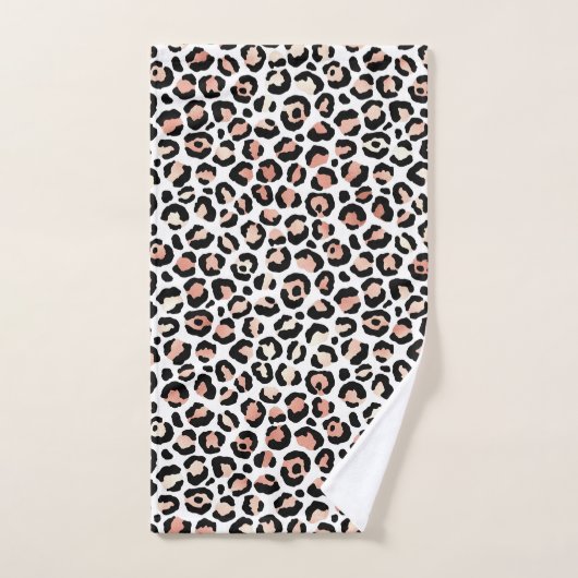 Leopard Print Patroon Blush Black White Chic Bad Handdoek (Handdoek)