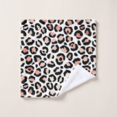 Leopard Print Patroon Blush Black White Chic Bad Handdoek (Wasdoekje)