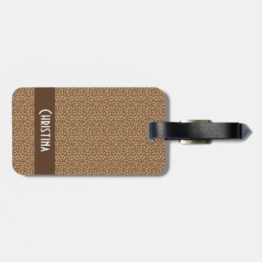 Leopard Print Patroon Bruin Personaliseren Bagagelabel (Achterkant horizontaal)