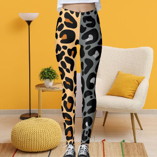 Leopard Print Patroon Cat Brown Grijs Silva Zwart Leggings