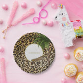 Leopard Print Patroon Elegant Palm Personal Papieren Bordje (Feest)